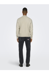 ONLY&SONS ONSCOOPER HALF ZIP HIGH NECK KNIT N: silver lining
