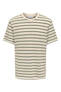 Only and Sons ONSIAN REG SS STRIPE STRUCT TEE mallard green