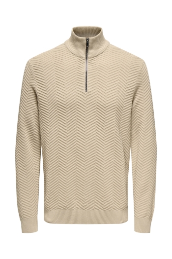 ONLY&SONS ONSMACE REG HERRINGBONE HALF ZIP KN: