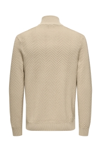 ONLY&SONS ONSMACE REG HERRINGBONE HALF ZIP KN: silver lining/melange