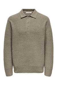 ONLY&SONS ONSDALE RLX LS POLO KNIT NOOS walnut