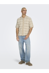 Only and Sons ONSBART RLX 5 SS SHIRT KNIT NOOS silver lining/egret