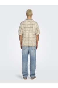 Only and Sons ONSBART RLX 5 SS SHIRT KNIT NOOS silver lining/egret