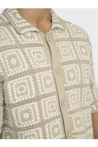 Only and Sons ONSBART RLX 5 SS SHIRT KNIT NOOS silver lining/egret