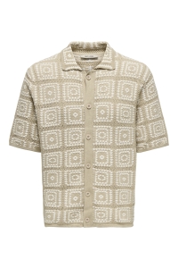 Only and Sons ONSBART RLX 5 SS SHIRT KNIT NOOS silver lining/egret