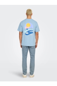 ONLY&SONS ONSPALM DAYS PRINT RLX SS TEE powder blue/palm days powder