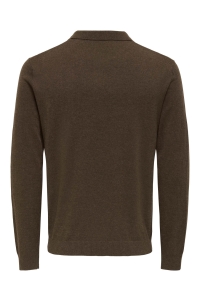 ONLY&SONS ONSLOUI REG 12 LS MEL POLO KNIT NOO: coffee bean/melange