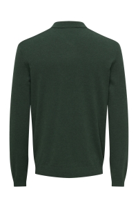 Only and Sons ONSLOUI REG 12 LS MEL POLO KNIT NOO: pine grove/melange