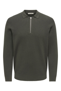 Only and Sons ONSPHIL REG 12 HALF ZIP POLO KNIT beluga