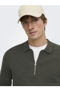 Only and Sons ONSPHIL REG 12 HALF ZIP POLO KNIT beluga