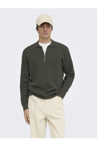 Only and Sons ONSPHIL REG 12 HALF ZIP POLO KNIT beluga