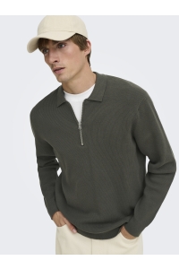 Only and Sons ONSPHIL REG 12 HALF ZIP POLO KNIT beluga
