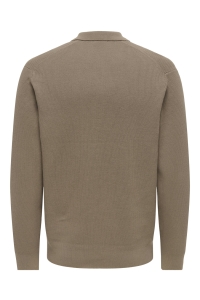 Only and Sons ONSPHIL REG 12 HALF ZIP POLO KNIT desert taupe