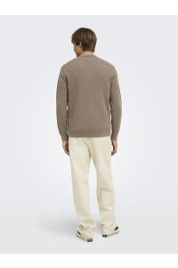 Only and Sons ONSPHIL REG 12 HALF ZIP POLO KNIT desert taupe