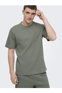 Only and Sons ONSTOBIE REG SS WAFFLE TEE NOOS castor gray
