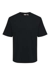 Only and Sons ONSTOBIE REG SS WAFFLE TEE NOOS black