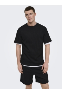 Only and Sons ONSTOBIE REG SS WAFFLE TEE NOOS black