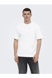 Only and Sons ONSTOBIE REG SS WAFFLE TEE NOOS bright white
