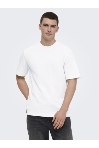 Only and Sons ONSTOBIE REG SS WAFFLE TEE NOOS bright white