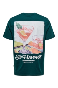 ONLY&SONS ONSCHRIS LIFE REG SS TEE dark sea/sip happens dark