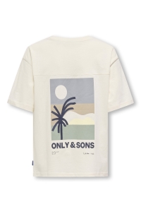 ONLY&SONS OSJARTSY LIFE SS OVS B. PRINTED TEE: tofu/back palm front os