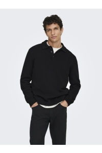 ONLY&SONS ONSHOPE RLX  LS POLO KNIT LIFE black