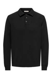 ONLY&SONS ONSHOPE RLX  LS POLO KNIT LIFE black
