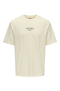 ONLY&SONS OSJLUIS PALM RLX SS TEE JRS antique white/cap verde