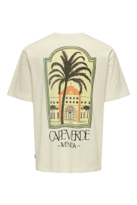 ONLY&SONS OSJLUIS PALM RLX SS TEE JRS antique white/cap verde