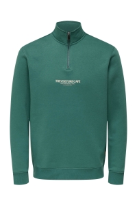 ONLY&SONS ONSCERES PRINTET REG HALF ZIP mallard green/culture