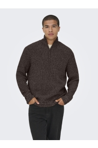 ONLY&SONS ONSJOIN REG LS HIGH NECK KNIT CAMP sequoia/coffee bean