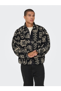 ONLY&SONS ONSJAMES LIFE OVZ LS FLEECE AOP SWE: jet black/pattern