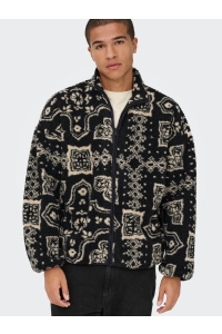 ONLY&SONS ONSJAMES LIFE OVZ LS FLEECE AOP SWE: jet black/pattern