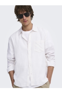 Only and Sons ONSLAURENCE LS LINEN BLEND SHIRT bright white