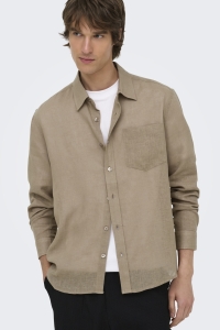 Only and Sons ONSLAURENCE LS LINEN BLEND SHIRT chinchilla
