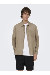 Only and Sons ONSLAURENCE LS LINEN BLEND SHIRT chinchilla