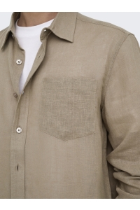 Only and Sons ONSLAURENCE LS LINEN BLEND SHIRT chinchilla