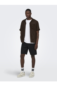 Only and Sons ONSLAURENCE LINEN RESORT COLLAR SS : coffee bean