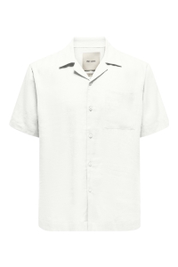 Only and Sons ONSLAURENCE LINEN RESORT COLLAR SS : bright white