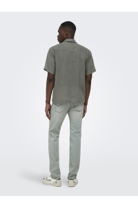 Only and Sons ONSLAURENCE LINEN RESORT COLLAR SS : castor gray