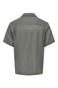 Only and Sons ONSLAURENCE LINEN RESORT COLLAR SS : castor gray