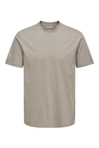 Only and Sons ONSFRED LIFE RLX SS STRIPE TEE NOOS desert taupe/gardenia
