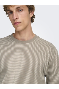 Only and Sons ONSFRED LIFE RLX SS STRIPE TEE NOOS desert taupe/gardenia