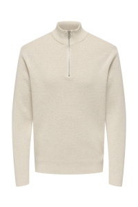 Only and Sons ONSTING REG HALF ZIP KNIT NOOS gardenia