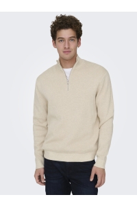 Only and Sons ONSTING REG HALF ZIP KNIT NOOS gardenia