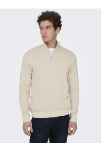 Only and Sons ONSTING REG HALF ZIP KNIT NOOS gardenia