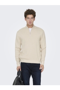 Only and Sons ONSTING REG HALF ZIP KNIT NOOS gardenia