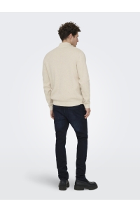 Only and Sons ONSTING REG HALF ZIP KNIT NOOS gardenia