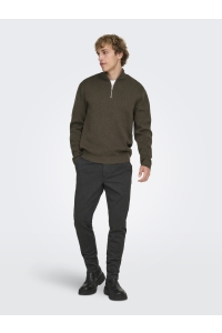 Only and Sons ONSTING REG HALF ZIP KNIT NOOS coffee bean