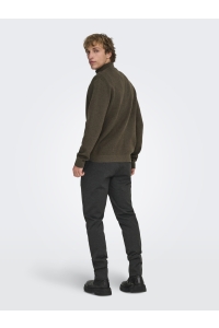 Only and Sons ONSTING REG HALF ZIP KNIT NOOS coffee bean